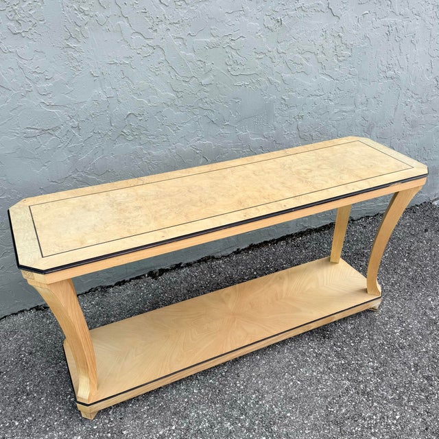 Vintage Art Deco Burlwood Console Table For Sale - Image 4 of 12