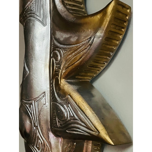 This dramatic wall sculpture set was made out of clay and acrylic by artist Anthony Stellaccio. The column forms were made...