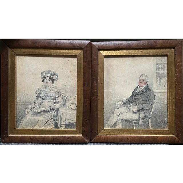 Late 18th Century Antique Georgian Era Watercolor Portrait Paintings, Framed - a Pair For Sale - Image 5 of 5