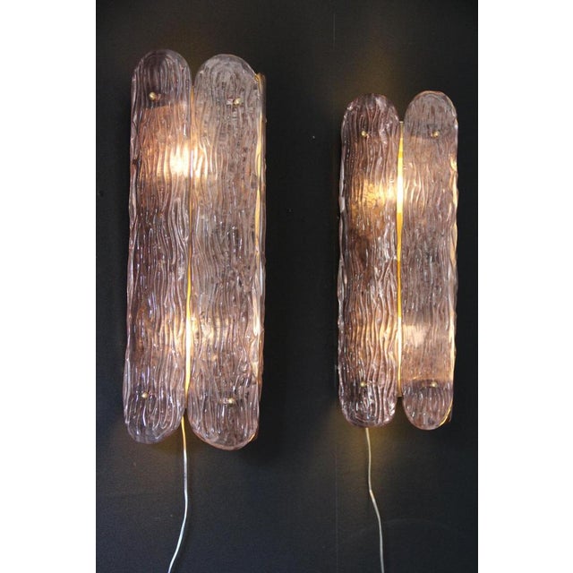 Sculptural Murano Glass Wall Sconces in Powder Pink Hue, Italy, 2000s, Set of 2 For Sale - Image 12 of 15