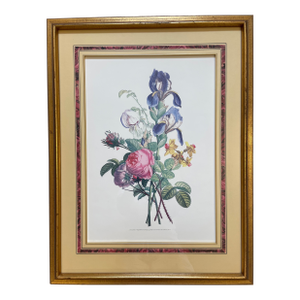 Botanical Print - Custom Framed French "Rose and Lily" Floral Art by Jean Louis Prevost
