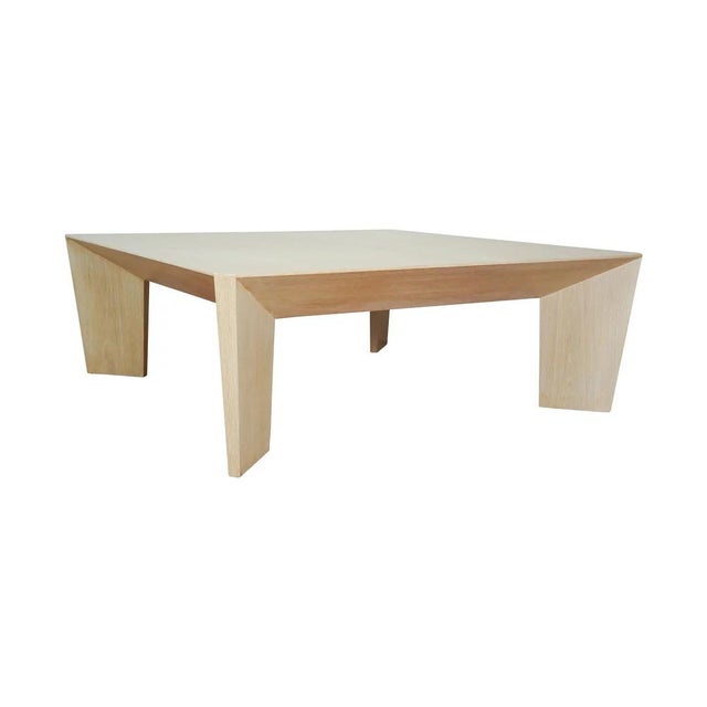 Versatile side table with multi-sided diagonal base. Shown in medium cerused oak. Lead time: 6-8 weeks width: 28" depth:...