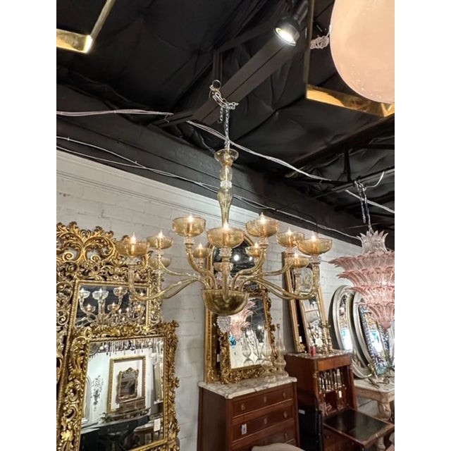 Modern Murano Tabaco Glass Chandelier For Sale - Image 3 of 7