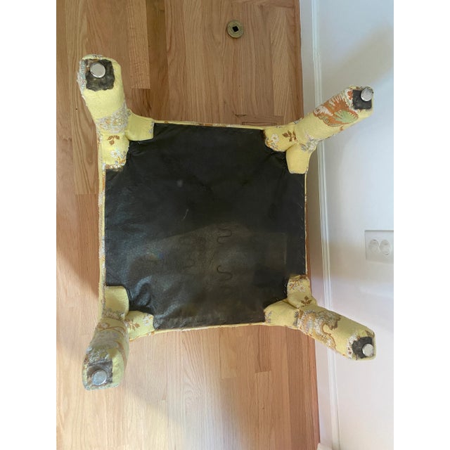 Mid 20th Century Chinoiserie Style Floral Parsons Needlepoint Style Upholstery Stool For Sale - Image 4 of 13