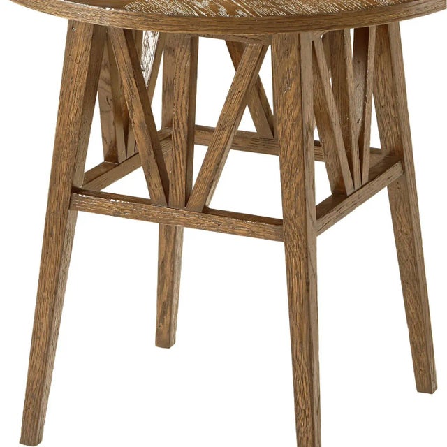 Modern Rustic Oak Round End Table - Light Oak For Sale - Image 4 of 5