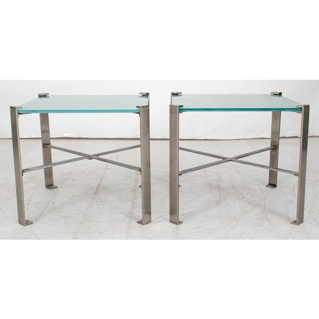 Art Deco Donald Deskey Style Art Deco Steel Side Tables, Pair For Sale - Image 3 of 12