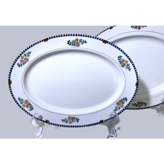 Noritake 1940s Noritake Sheridan Oval Serving Platters – Set of 2 – Floral Gold Trim For Sale - Image 4 of 9
