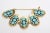 Metal Vintage Elsa Schiaparelli Faux Turquoise, Gold Metal and Rhinestone Cluster Bracelet For Sale - Image 7 of 10