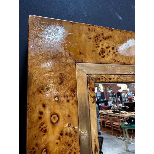 Wood Vintage Italian Rectangular Wall Mirror by Romeo Rega 1980s For Sale - Image 7 of 9