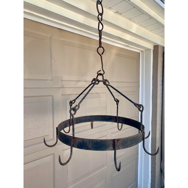 Early 19th Century Handwrought Iron Game Rack or Hanging Pot Rack For Sale - Image 4 of 13