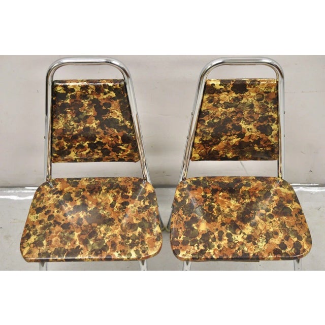 1970s Vintage Children's Small Mid Century Tubular Metal Side Chairs - a Pair For Sale - Image 4 of 10