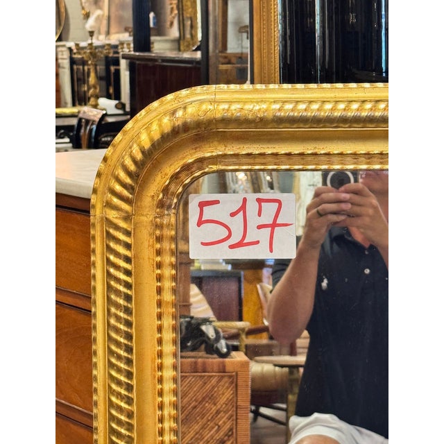 Traditional 19th C. French Louis Philippe Water Gilded Mirror For Sale - Image 3 of 6