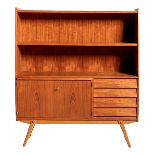 Teak Bookcase with Pull-Out Desk, Sweden, 1950s For Sale