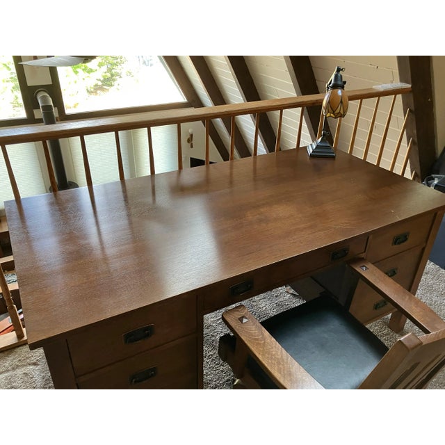 Mission Stickley Mission Oak Executive Desk (Finish #32) For Sale - Image 3 of 18