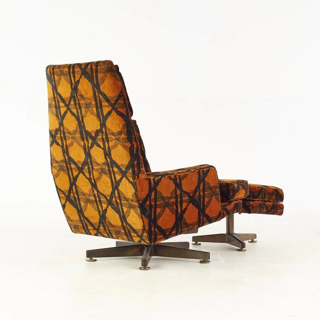 Orange Edward Wormley for Dunbar Mid Century Lounge Chair and Ottoman With Jack Lenor Larsen Fabric For Sale - Image 8 of 13