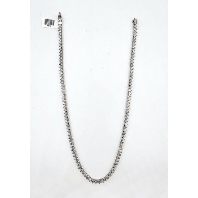 Platinum 17.71 Ct Diamond Tennis Necklace 3-Prong For Sale - Image 8 of 8