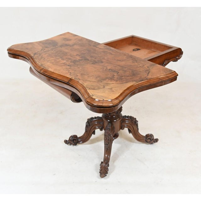 Victorian Walnut Card Table, 1860s For Sale - Image 5 of 12