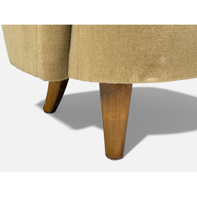 Brown Finnish Modern, Settee, Beige Velvet, Wood, Finland, 1950s For Sale - Image 8 of 14