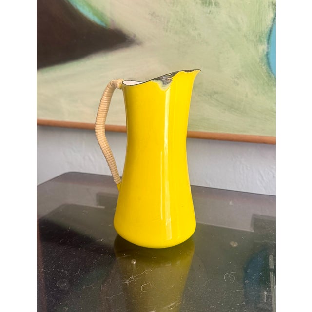 Mid-Century Modern Vintage Kobenstyle Dansk Enamel Small Yellow Pitcher For Sale - Image 3 of 5