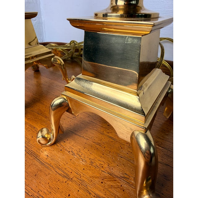 Pair of Tall Brass Footed Lamps This Pair of Tall Brass Footed Lamps are in great condition They have both been tested and...