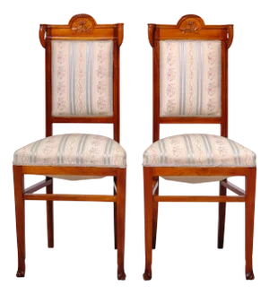 Art Nouveau Chairs in Floral Fabric, 1900s, Set of 2