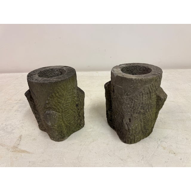 French Faux Bois Garden Stone Planters, 1950s, Set of 2 For Sale - Image 12 of 13