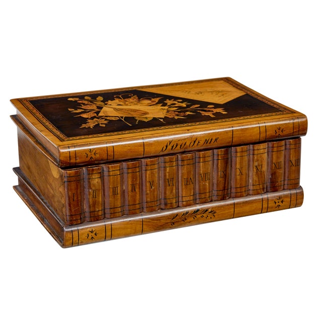 Brown 19th Century Book Shaped Inlaid Olive Box, 1890s For Sale - Image 8 of 8