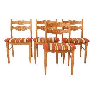 Danish Modern Oak Dining Chairs by Henning Kjærnulf for EG Furniture, 1970s, Set of 4 For Sale