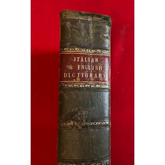 English Fine Leather Binding - Italian & English Dictionary - London 1854 For Sale - Image 3 of 9