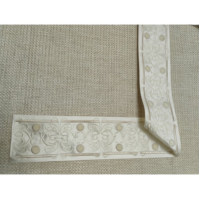 Neoclassical Samuel and Sons "Chevallerie Botanical Border" Trim in Cre'me by the Yard For Sale - Image 3 of 6
