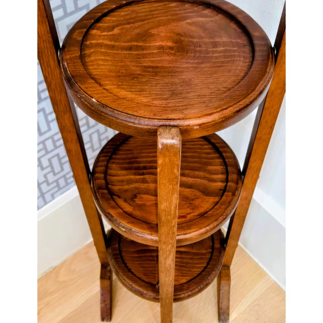 1960s Vintage Cornwall 3-Tier Folding Pie Stand / Silent Butler Serving Table, South Paris Maine For Sale - Image 5 of 12