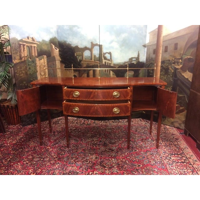 1990s Councill Craftsmen Sideboard With Brass Gallery, Federal Style For Sale - Image 5 of 18