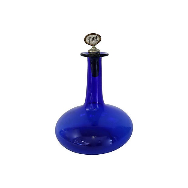 C. 1820 English Bristol Blue Port Decanter Chairish