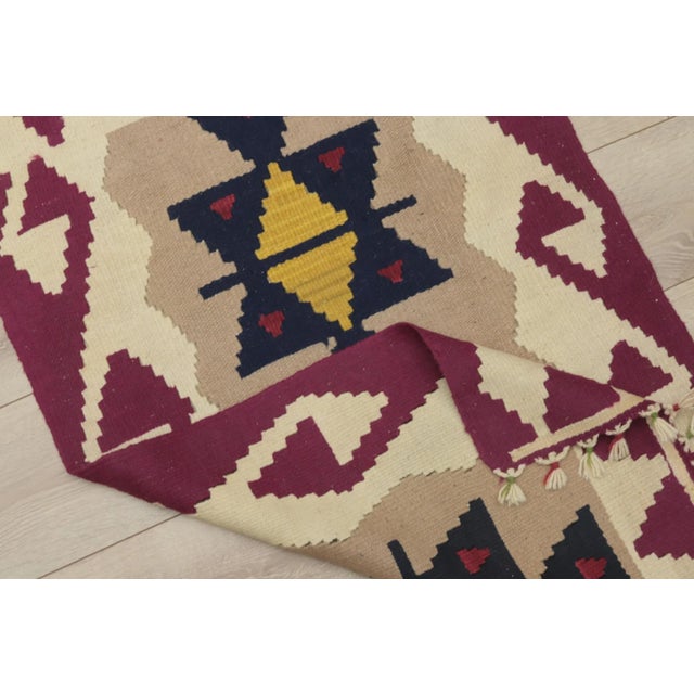 1970s Southwestern Geometric Style Natural Turkish Oushak Kilim Rug For Sale - Image 12 of 13