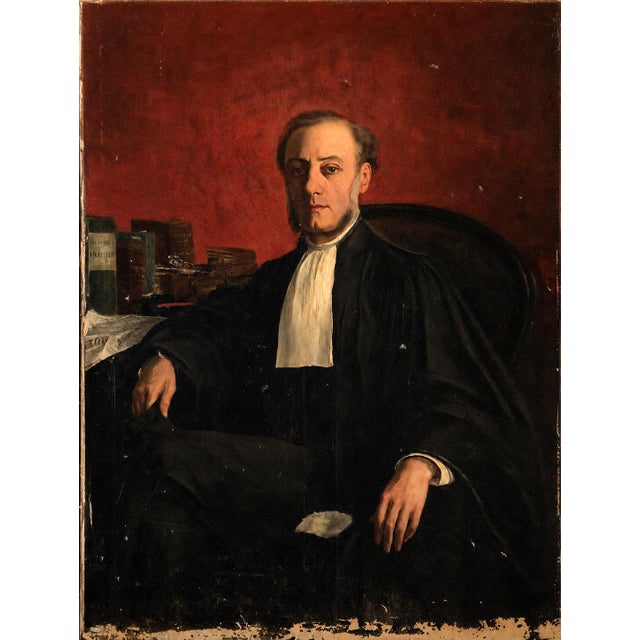 Portrait of a Lawyer, 1800s, Oil Painting on Canvas For Sale - Image 14 of 14