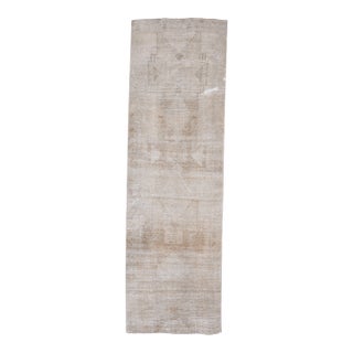 1970s Vintage Handmade Wool Cotton Turkish Beige Area Rug For Sale