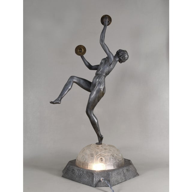 1920s French Art Deco Lamp by Emile Gregoire 1920s France For Sale - Image 5 of 18
