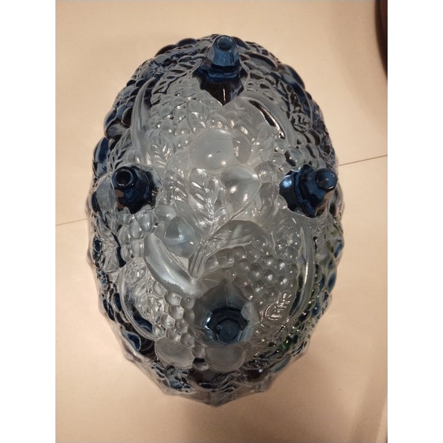 Blue Vintage Indiana Glass Blue Harvest Footed Fruit Bowl, Large Oval For Sale - Image 8 of 8