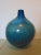Mid-Century Bulbous Blue Art Glass Vase For Sale - Image 4 of 4