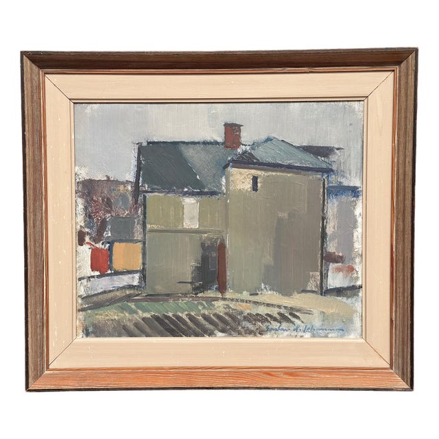 Gustav‑adolf Johansson, Sage House, 1950s, Oil Painting on Canvas, Framed For Sale