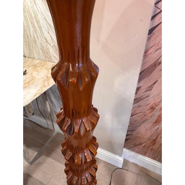 1960s Carved Wood Palm Floor Lamp by Aldo Tura, 1960s For Sale - Image 5 of 10