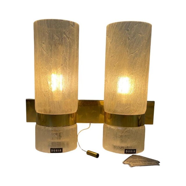 Vintage New Old Stock Wall Mounted Lamp with Original Shade & Brass Base from Doria Leuchten, Germany, 1970s For Sale - Image 3 of 11