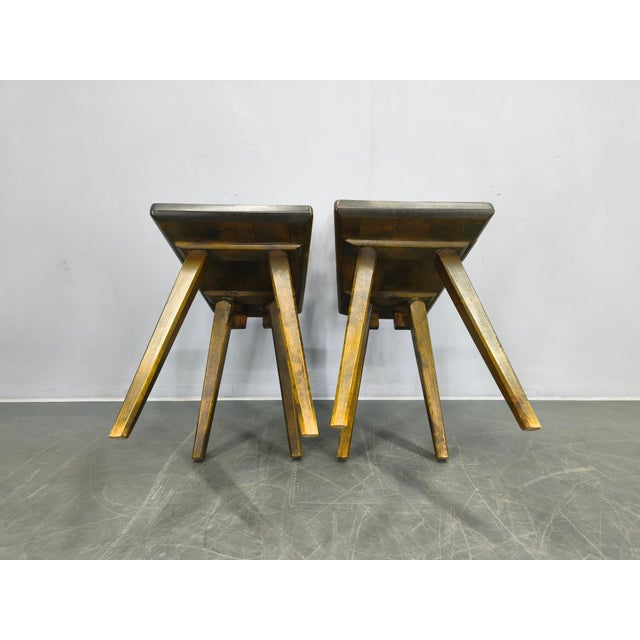 Brutalist Wooden Chairs, Former Czechoslovakia, 1950s, Set of 3 For Sale - Image 15 of 16