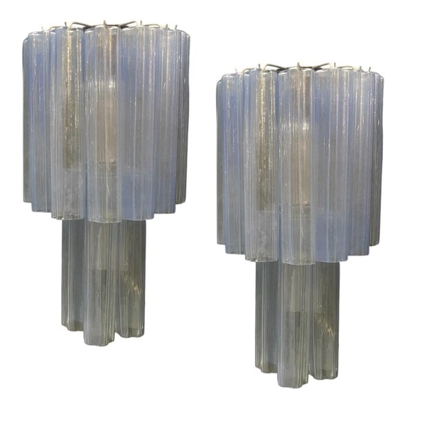 Large Murano Glass Light Blue Tronchi Wall Lights, 1980s, Set of 2 For Sale - Image 9 of 9