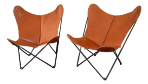 Pair of Leather Butterfly Chairs by Jorge Ferrari-Hardoy for Knoll