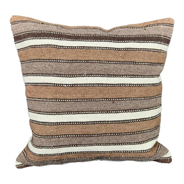Turkish Hemp Pillow Cushion Natural Beige Brown Cushion Cover 20"x20" For Sale