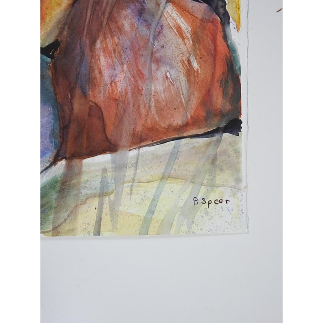 Late 20th century watercolor on paper painting of river rocks under water. Signed P. Speer lower right corner. Unframed.
