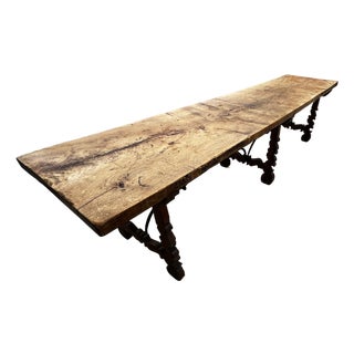 Monumental 18th-Century Spanish Baroque Style Walnut Trestle Dining / Refectory Table For Sale