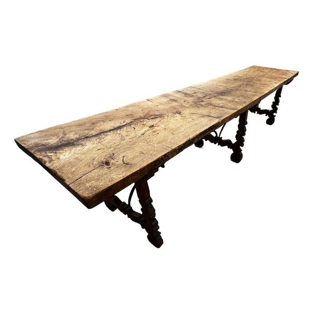 Monumental 18th-Century Spanish Baroque Style Walnut Trestle Dining / Refectory Table For Sale