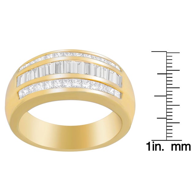 14K Yellow Gold 1ct. TDW Princess and Baguette-Cut Diamond Ring(H-I, SI1-SI2) For Sale - Image 4 of 4